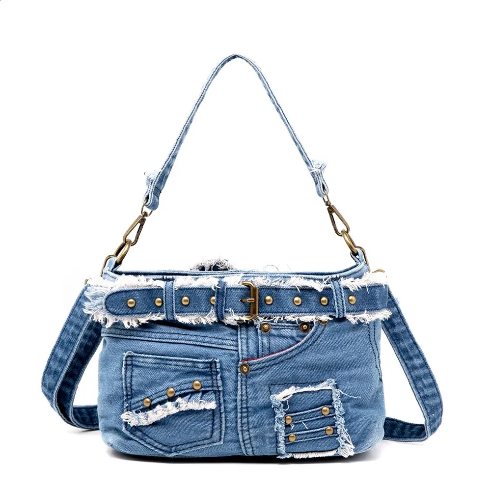 Bolsa De Mezclilla De Mezclilla: Jeans Pocket Crossbody Con