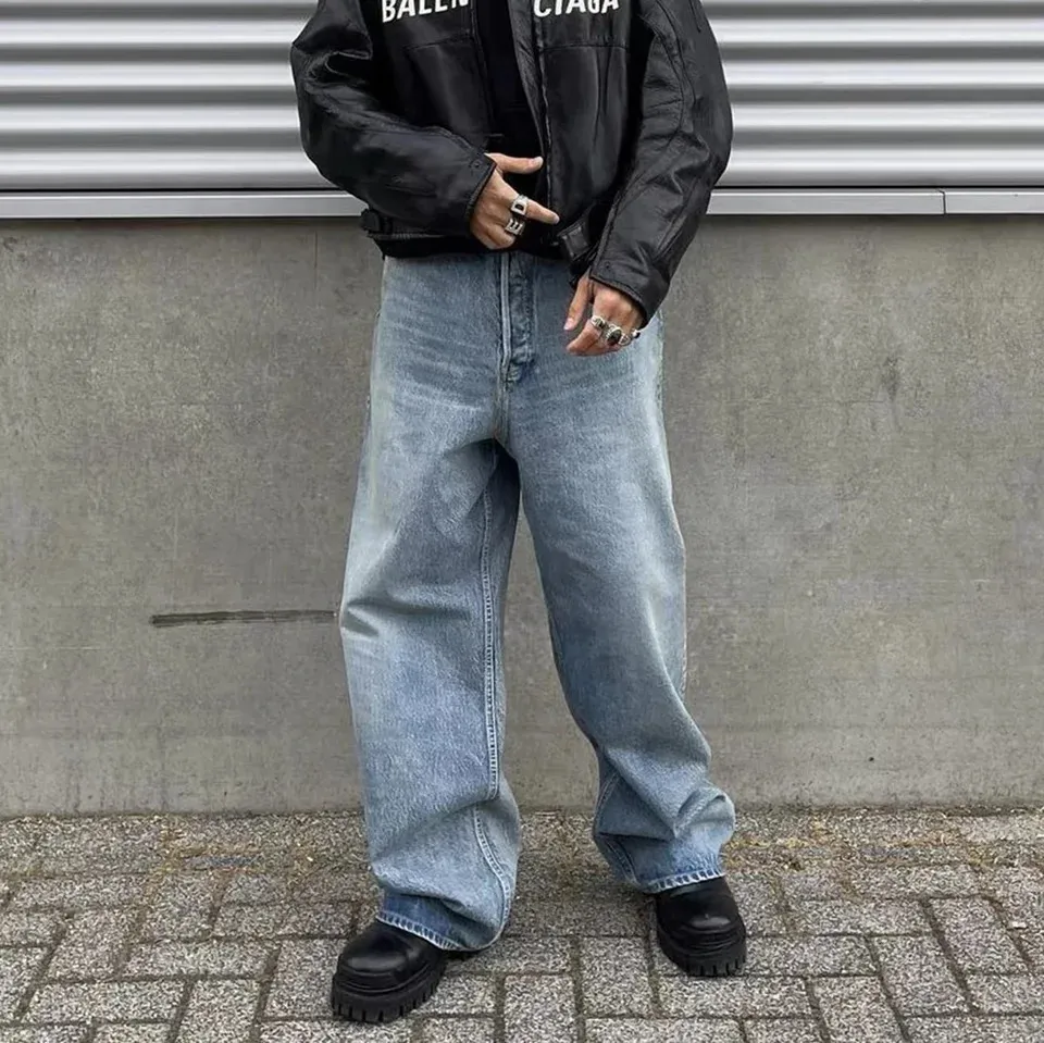 Flare Jeans Men American Slim Chic High Street Washed Hip Hop Denim Trousers All-match Harajuku Simple College Autumn Mopping