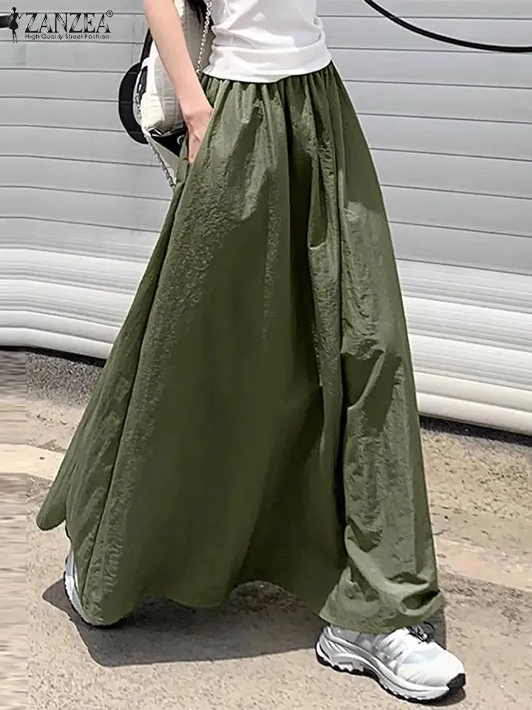 【BAON】Itzka Pocket Long Skirt ZANZEA Women's Oversized kids umbrella Long Skirt