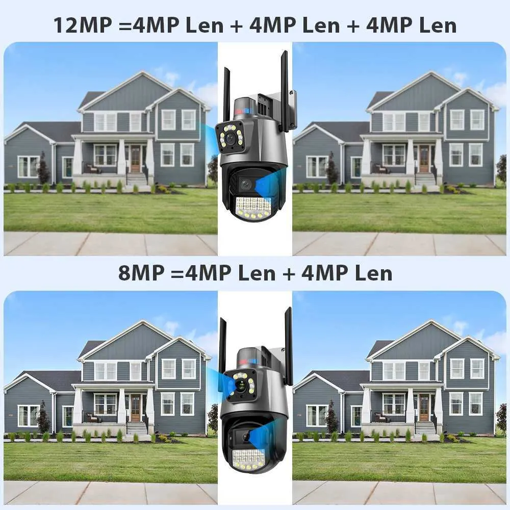 6K 12MP PTZ WiFi Security Camera: Dual Screen, 8X Zoom, Human Detection ...