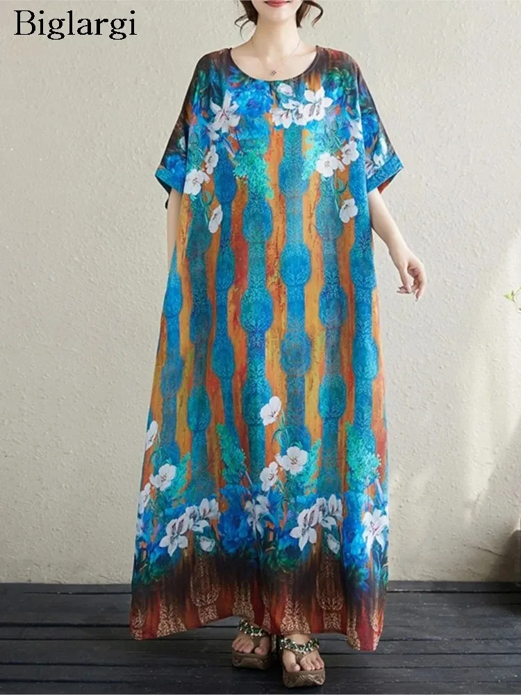 chinese dress ladies Blue Floral Bohemian Loose Strappy Vacation Maxi Dress  Blue Zone Planet