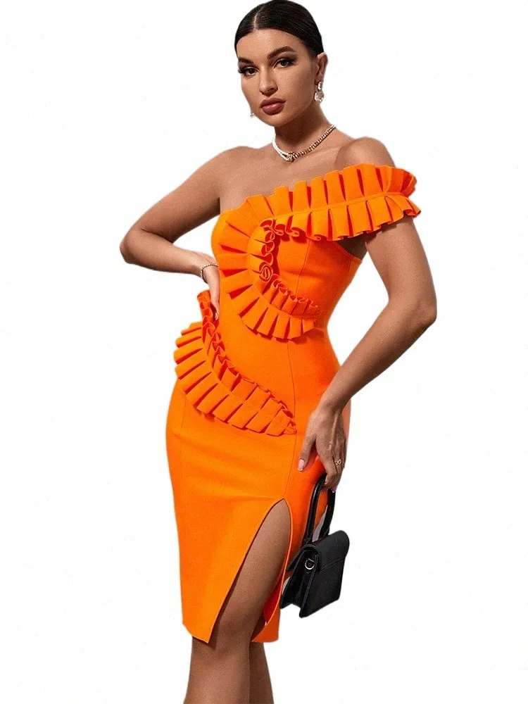 Dr 2024 Orange One Shoulder Bandage Slit Dress For Women Elegant And Sexy For Evening Club And Party High Quality Summer Accessory For Women From Andiyi 37.77 In Bulk DHgate.Com