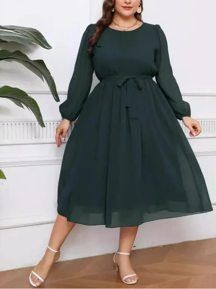 knee length dresses for ladies Winter Women Warm Dress Elegant O Neck Simple Casual Loose Women Plush –  Divahotcouture main image 1