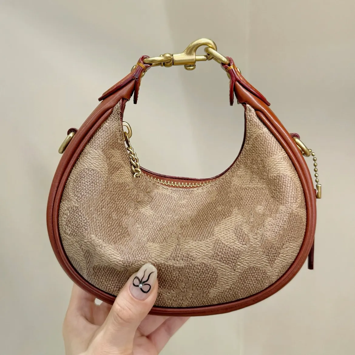 Women's Crescent Shoulder Bag - Soft Vegan Leather Hobo Purse, Adjustable Straps, Crossbody, Brown