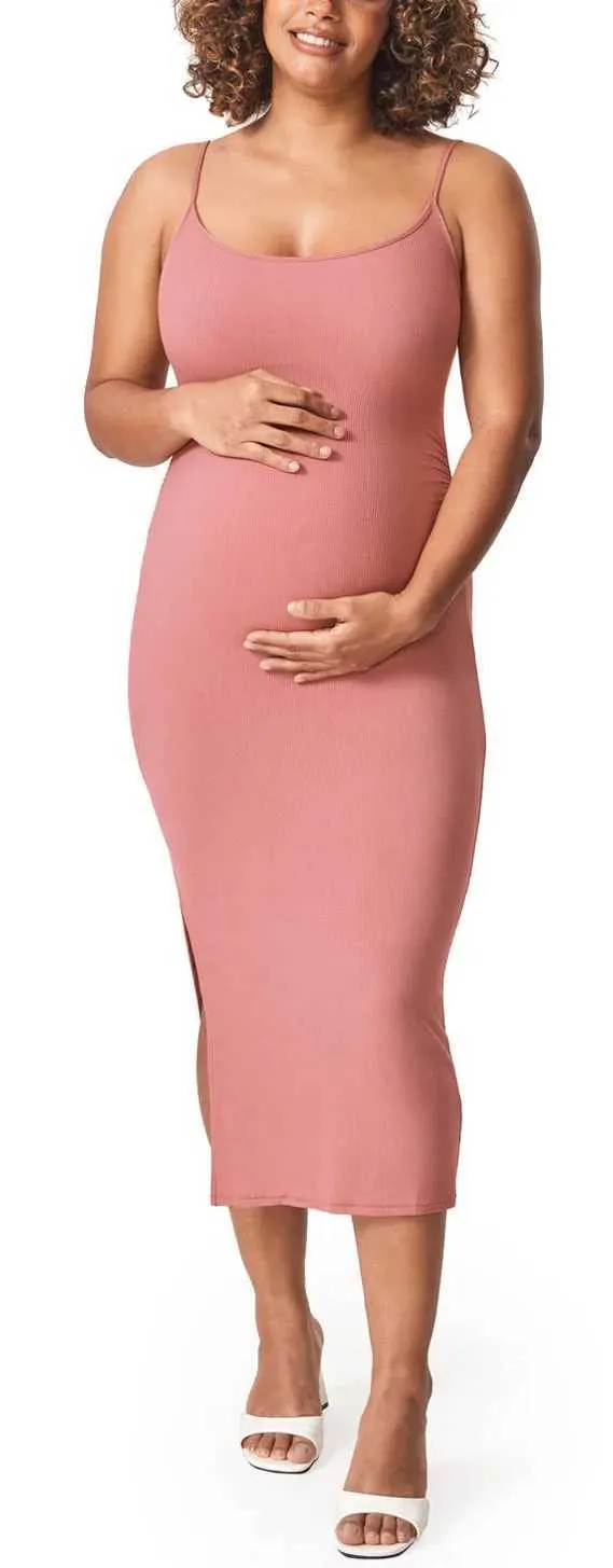 MAMA Ribbed Jersey Dress - Light beige melange - Ladies | H&M US
