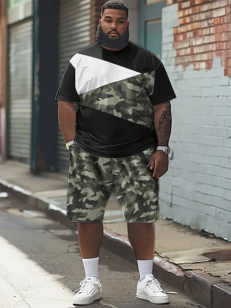 L 9XL Short Sleeve T Shirt Set Plus Size Mens Summer From