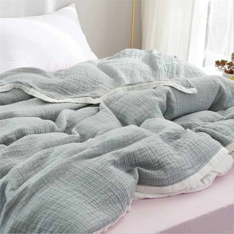 Couverture Gaze En Coton 150x200 Cm - Plaid Léger 4 Saisons Pour Canapé Ou Lit, 100% Coton Doux
