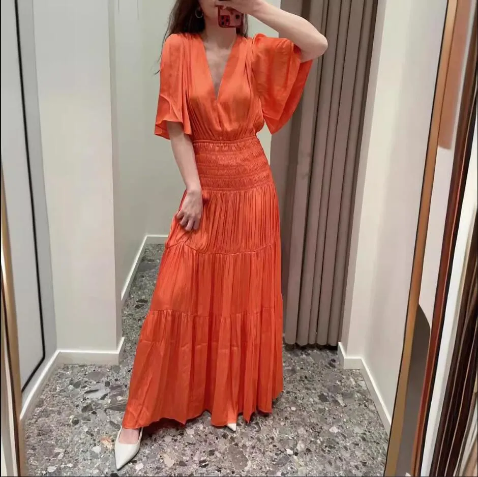 Womens V Neck Flare Sleeve High Waisted Slit Maxi... From  Jinguangcanlan558, $79.76 In Bulk | DHgate.Com