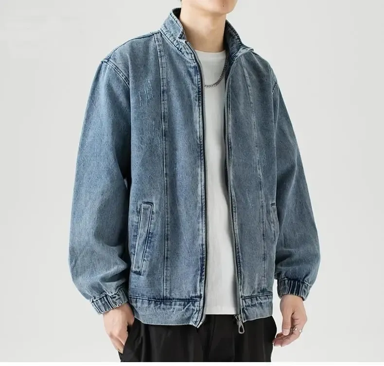 Retro Denim Jacket: Mens Casual Zipper Jean Jacket - Shop
