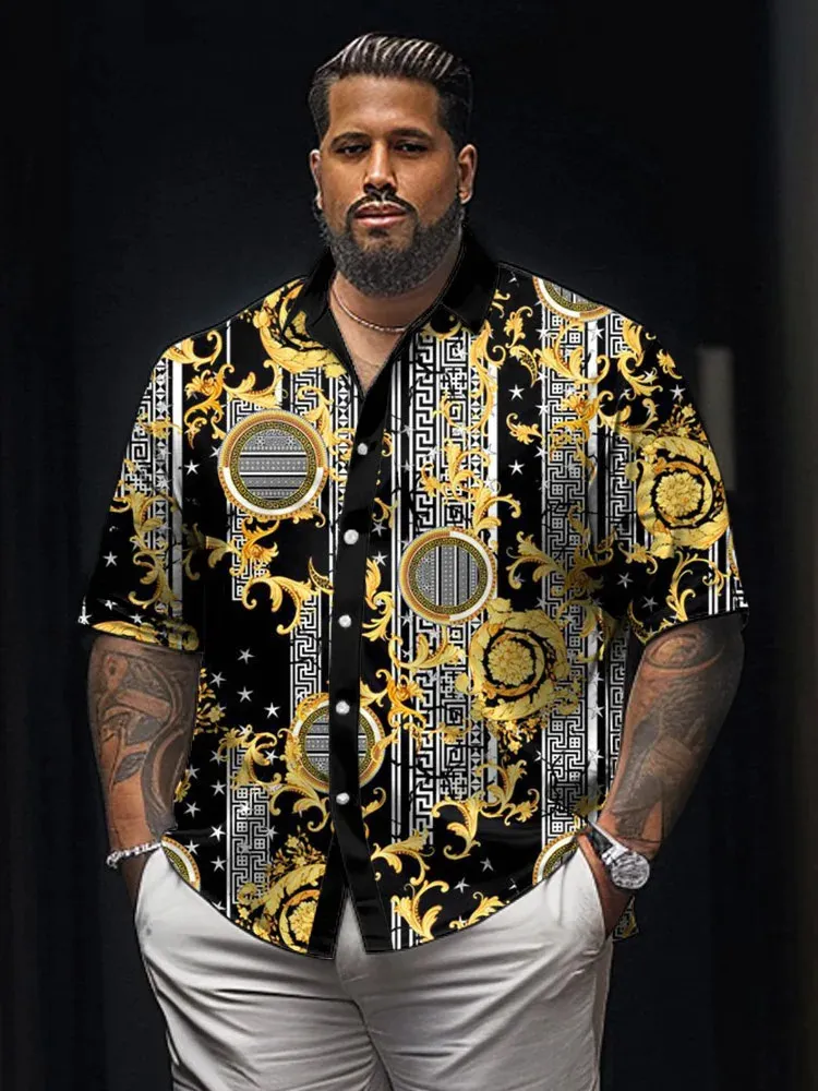 Plus Size Mens Retro Japanese Style Shirt - Lightweight Summer Top