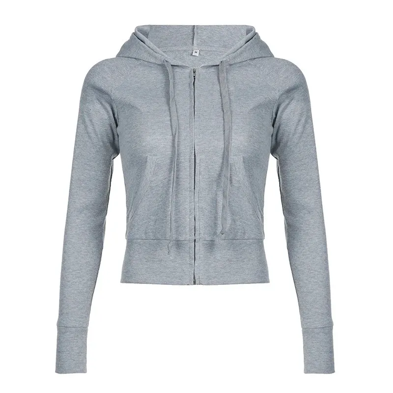 Y2K Crop Zip Up Hoodie: Fashionable Womens Jacket with
