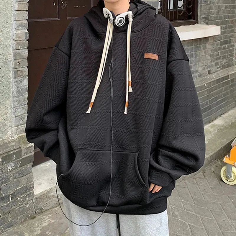 Autumn Checkered Oversized Hoodie: Y2K Streetwear Style