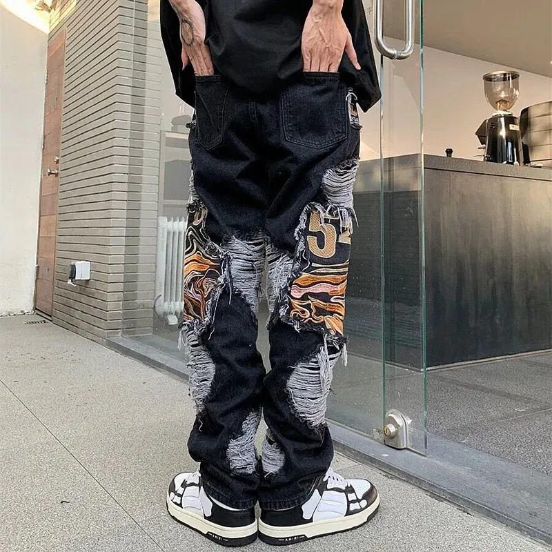 ★ DIAGONAL★ GRUNGE CUTTING DENIM PANTS black DA231PT06BK 15bbc382-7613-4755-81d0-