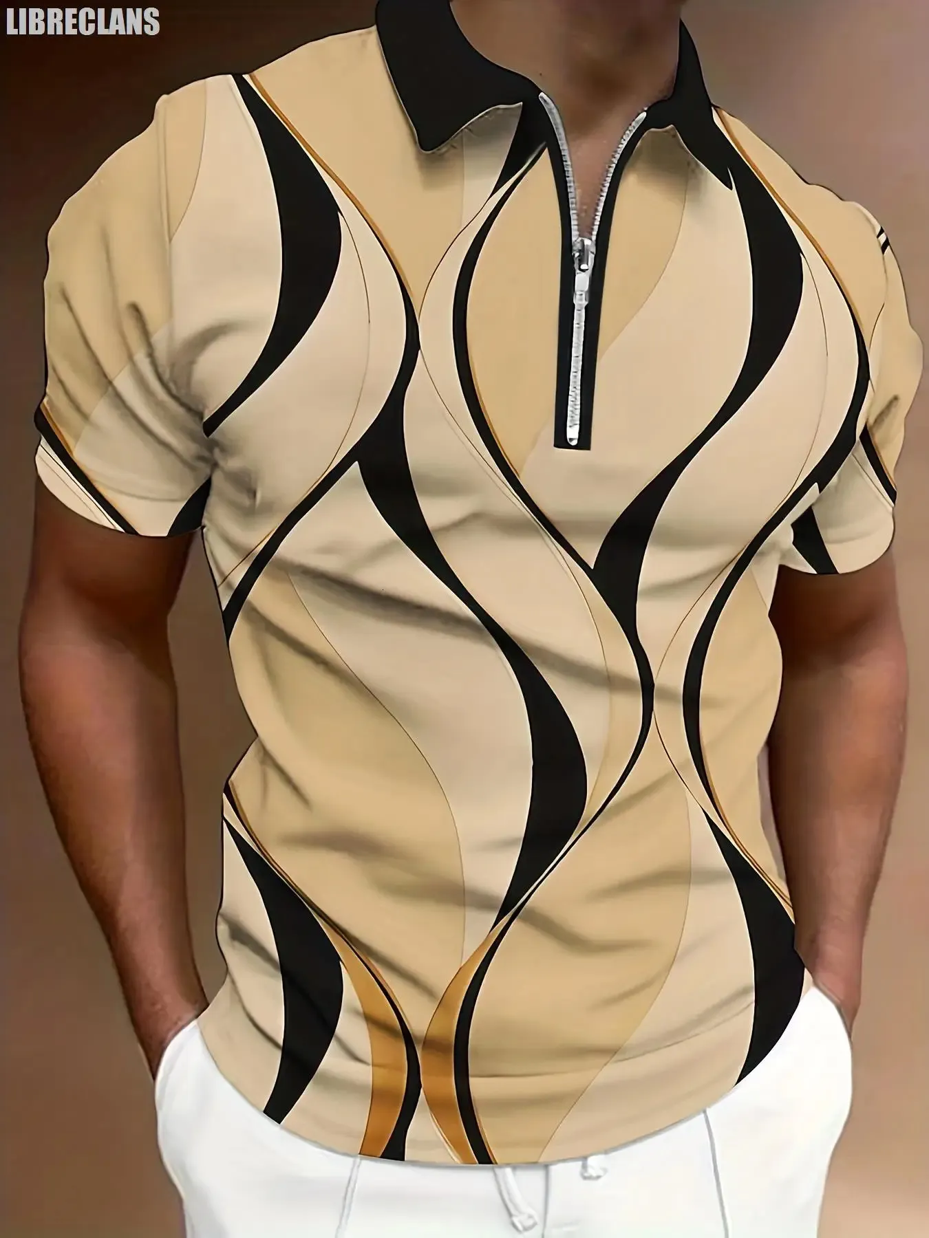 Retro Striped Zipper Polo Shirt - Ultra-Thin Summer Sports