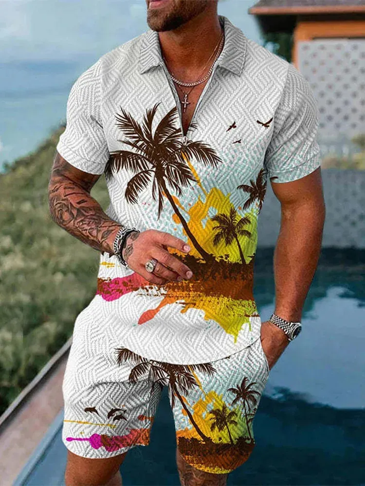Hawaii Tracksuit 3D Print Beach Shirts Shorts Sets 2 Pieces