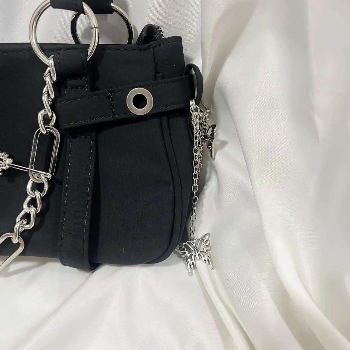JIAERDI Vintage Gothic Cross Y2K duffle bag with Punk Chain JIAERDI Vintage Gothic Cross Y2K duffle bag with Punk Chain