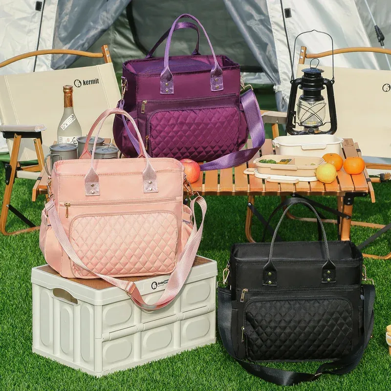 Borsa Termica Per Il Pranzo, Blu, Con Manico, Resistente All'acqua, Riutilizzabile Per Adulti, Ideale Per Lavoro, Viaggi, Picnic, Spiaggia E Campeggio