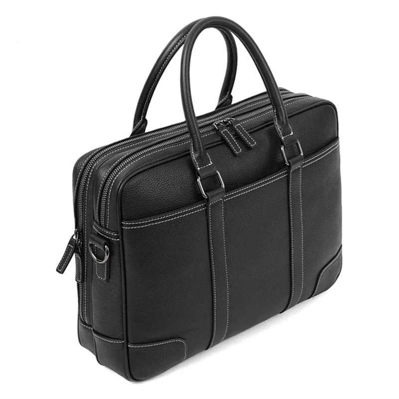 Business Briefcase Men Woven Leather Large Capacity Crossbody Bag Waterproof Handbag Computer Bags