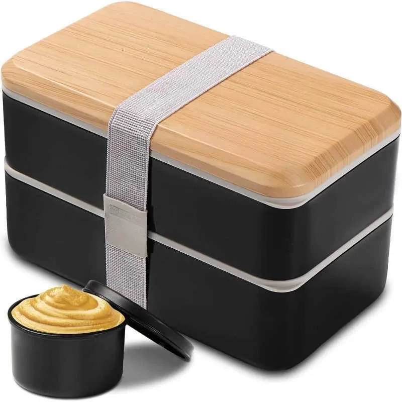 Lunch Box with Compartments 47 oz Stackable Stainless Steel Leak-Proof ...