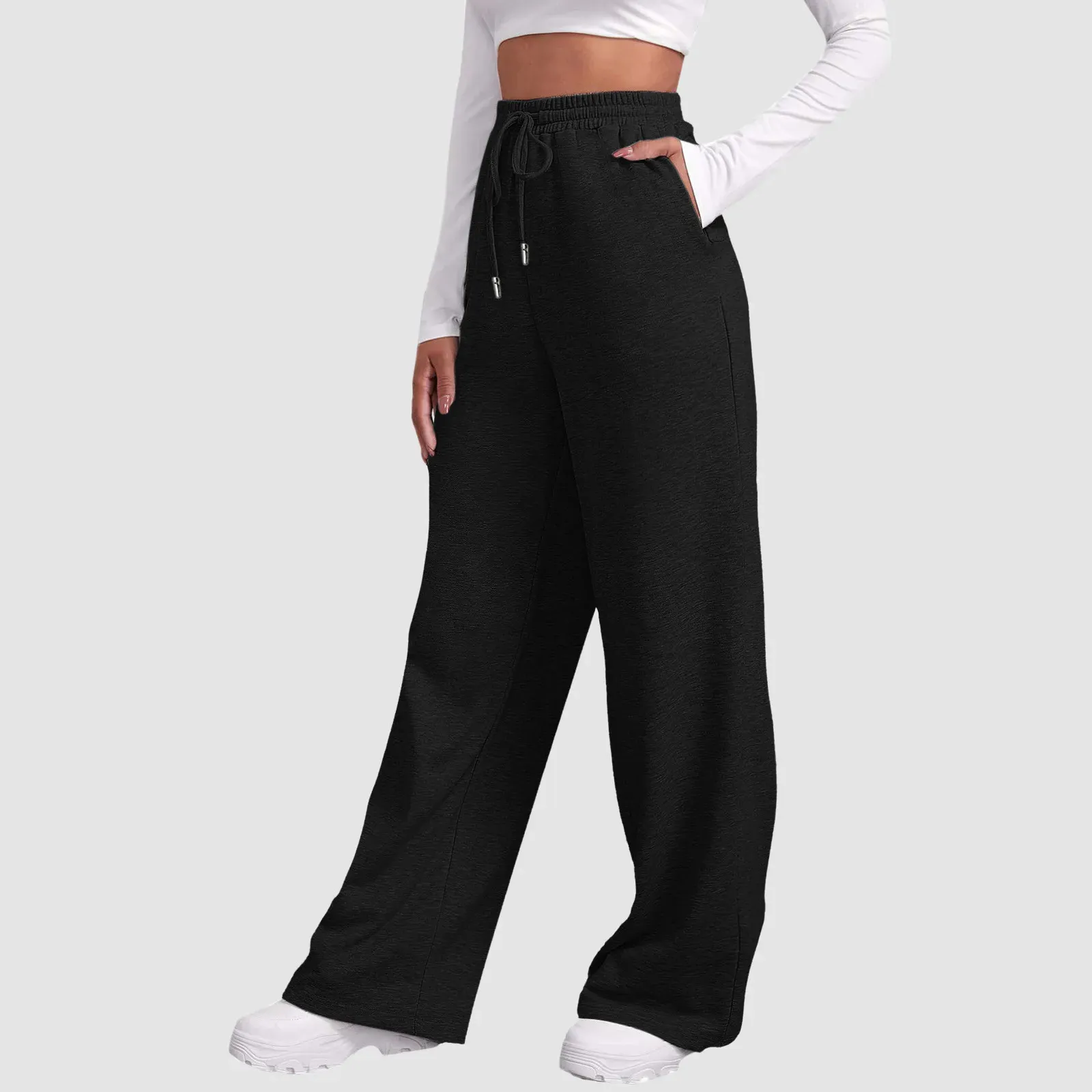 Baggy Sweatpants: Womens Fleece Wide Leg Joggers Comfy Oversized