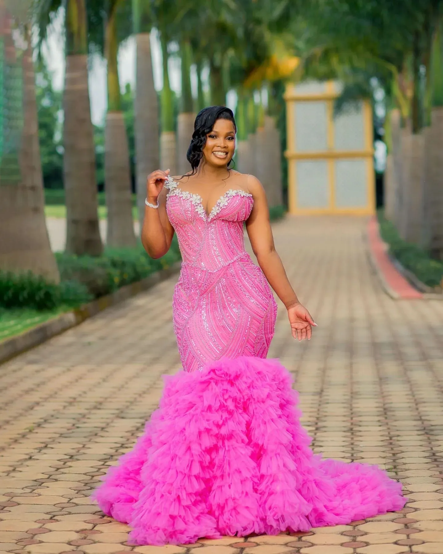 2024 Plus Size Hot Pink Mermaid Prom Dress Lacefull... From 241,9  | DHgate