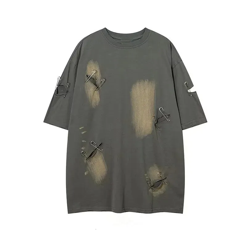 Oversized Vintage Ripped T-Shirt - Premium Cotton, Hip Hop Y2K Style ...