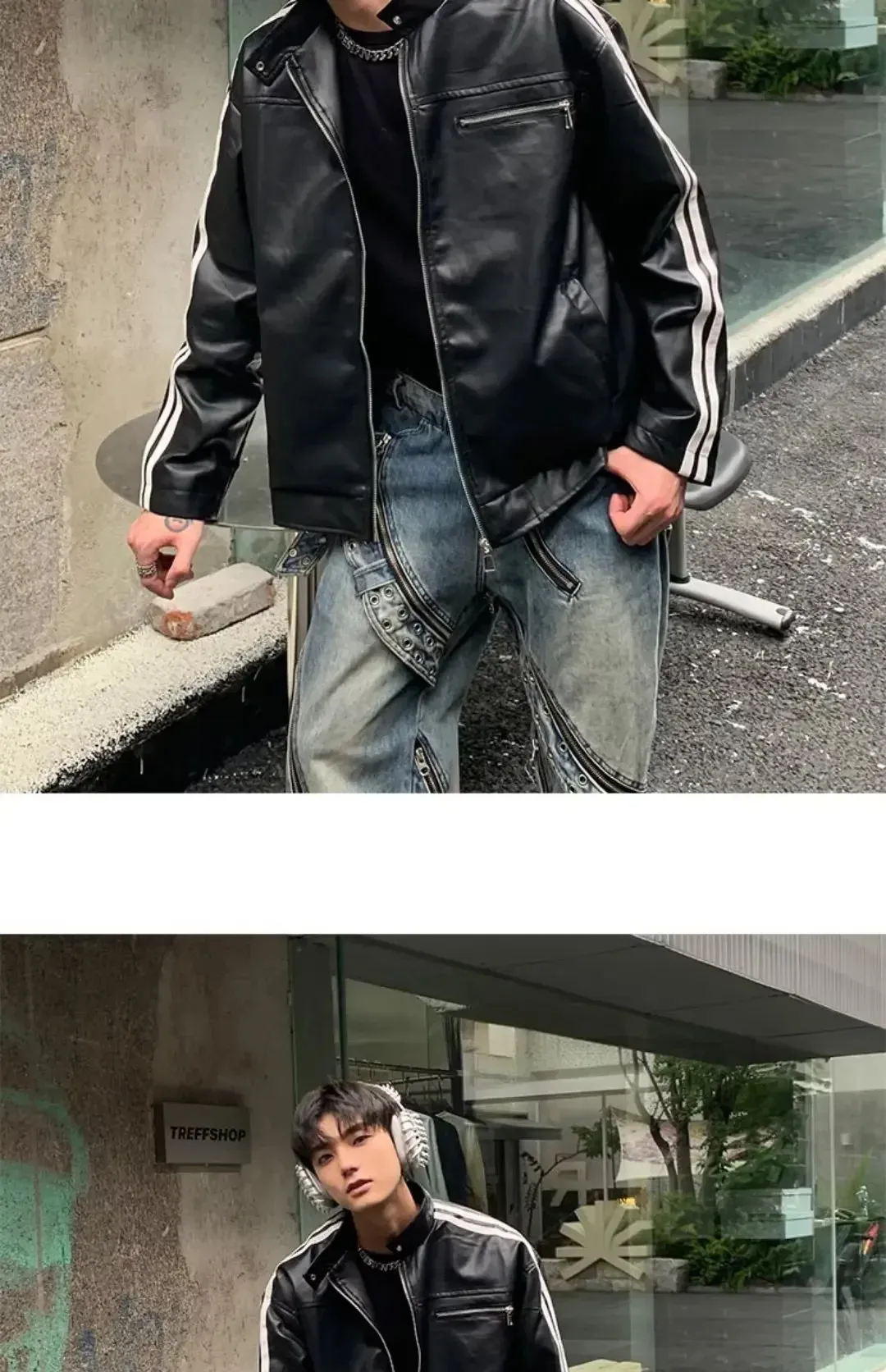 Mens Retro Leather Streetwear Jacket, American Patchwork | DHgate
