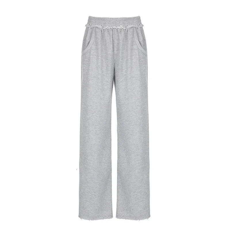 Gray Knitted Wide Leg baggy sweatpants for Women - Casual Gray Knitted Wide Leg baggy sweatpants for Women - Casual