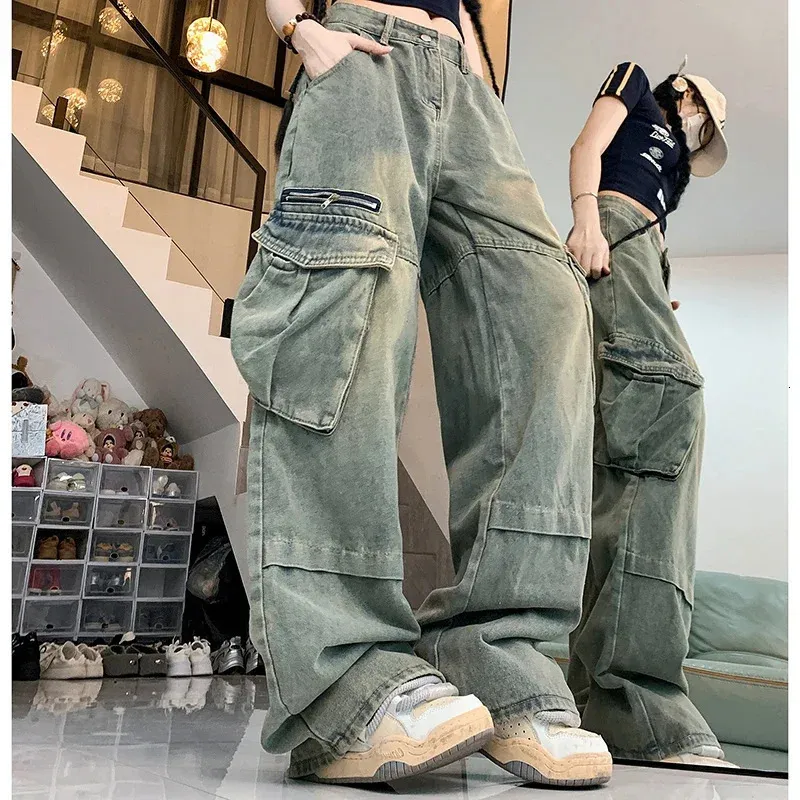 Wide Leg Denim Trousers: Y2k Harajuku Aesthetic, 90s Vintage Style