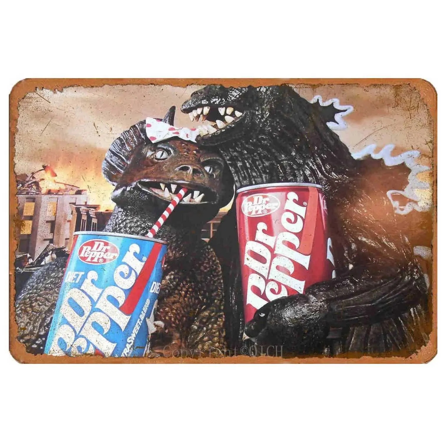 Dr. Pepper Cola Metal Tin Sign Rectangle Wall Art Plaque Vintage