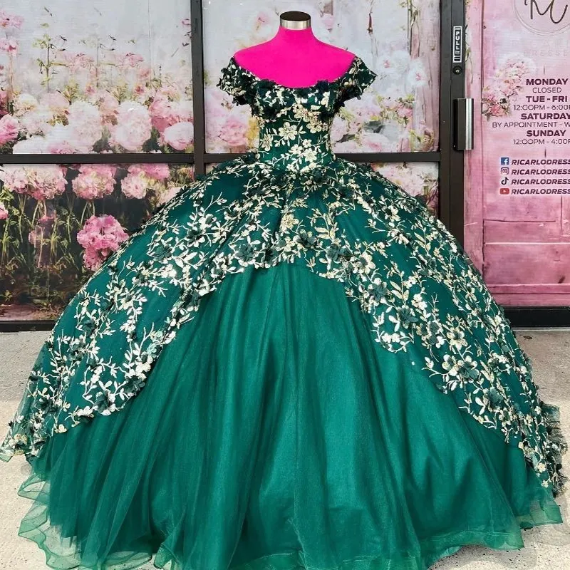 flowers with emerald green dress A-Line 3D Flowers Off Shoulder Short Cocktail Emerald Green Dress