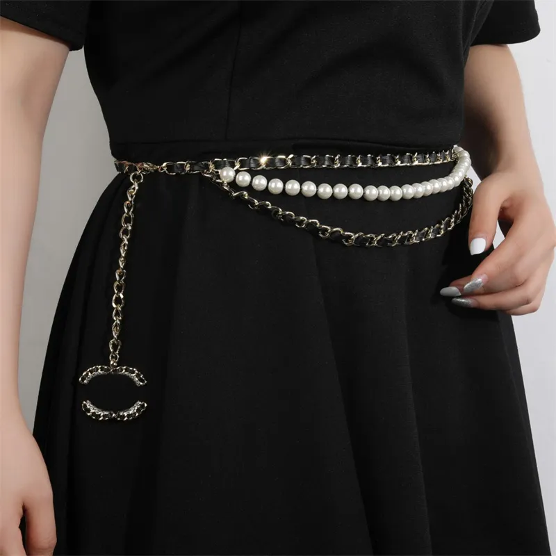 Women Waist Chain Designer Pearl Chain Belt Sheepskin Waistband