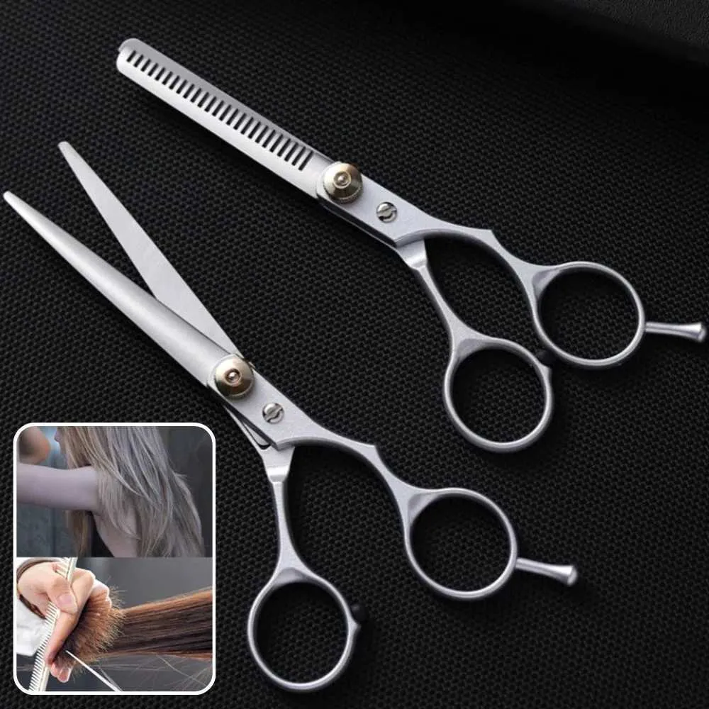 XUANFENG Friseurschere Set – 6 Zoll Schwarz & Silber, Japanischer 440C Edelstahl, Ausdünnschere Inklusive – Für Salon Und Zu Hause