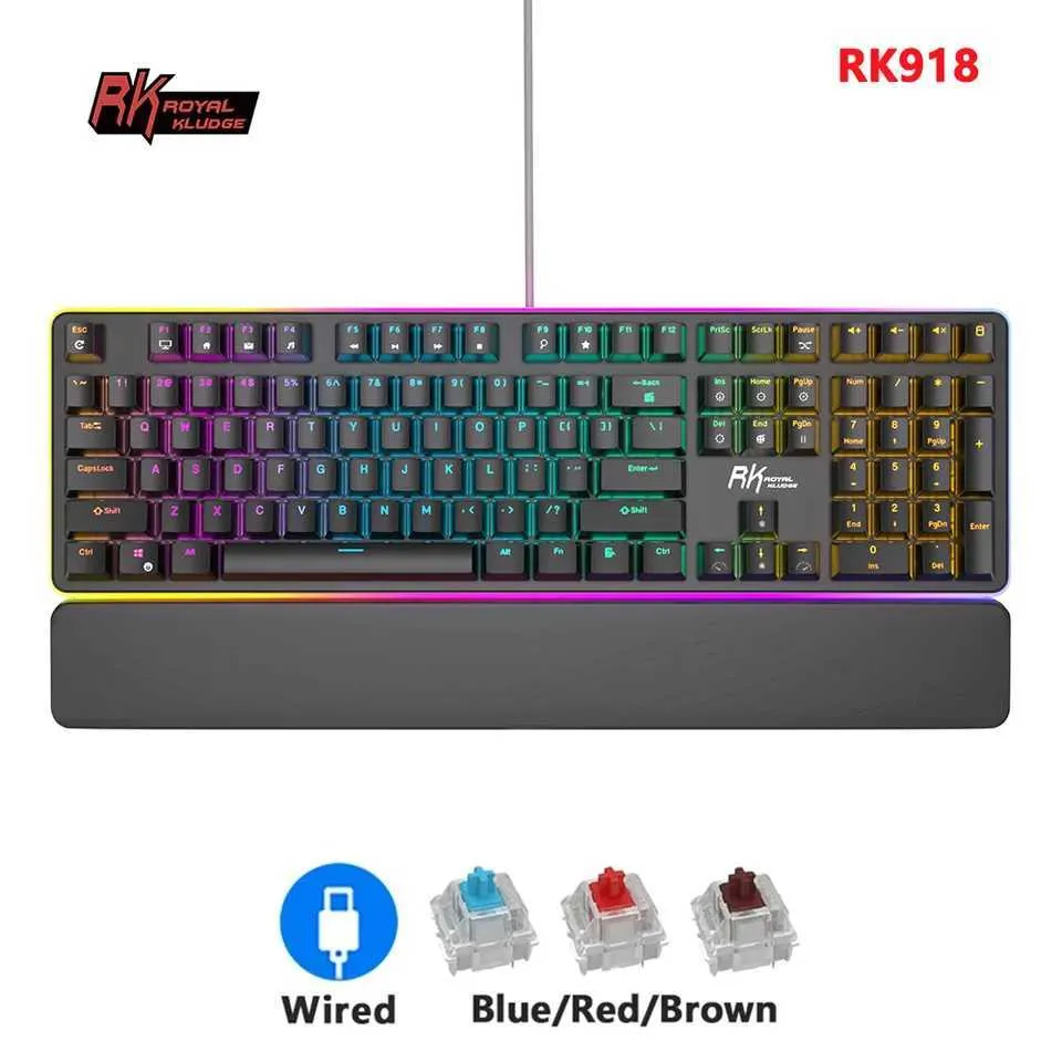 RK Royal Kludge RK918 Wired Mechanical Keyboard 108 Tasten 100% RGB ...