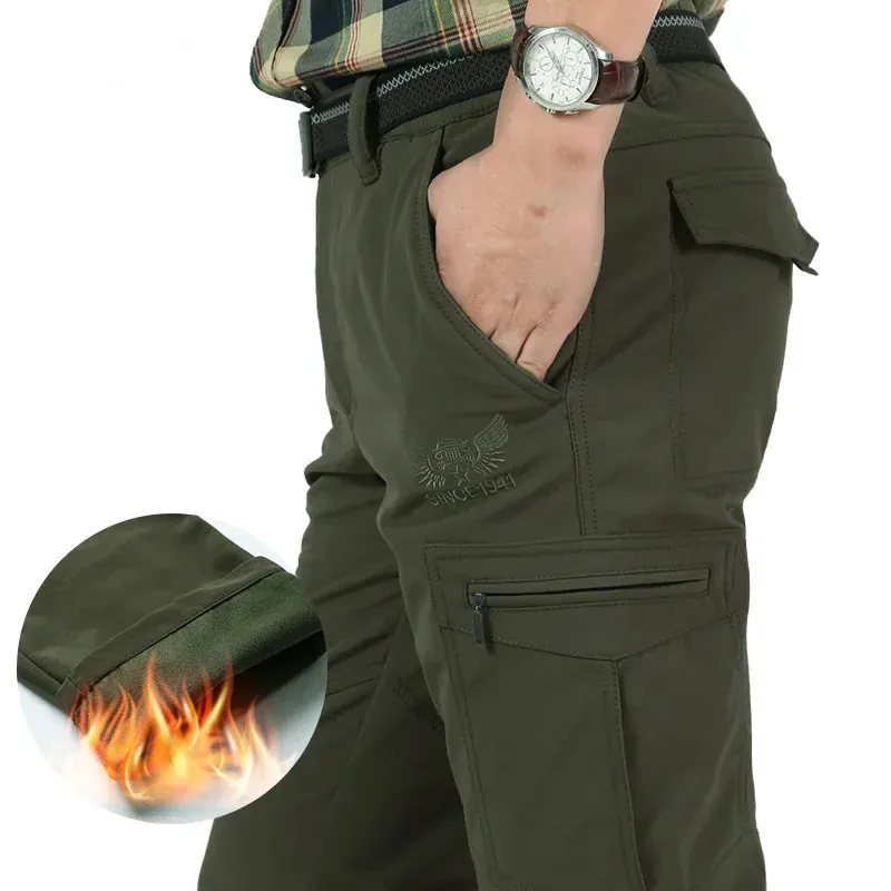 Winter Warmth: Men's Fleece Lined Cargo Pants - Tactical, Waterproof ...