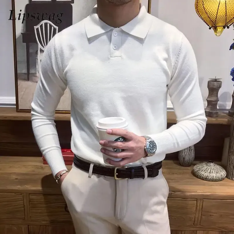 Autumn Fashion Knitted polo polo shirts for Men - Slim Fit