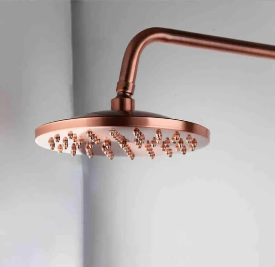 8" Antique Brass Rain Shower Head Round 2 Handles Mixer Valve Shower Faucet Set - View #6