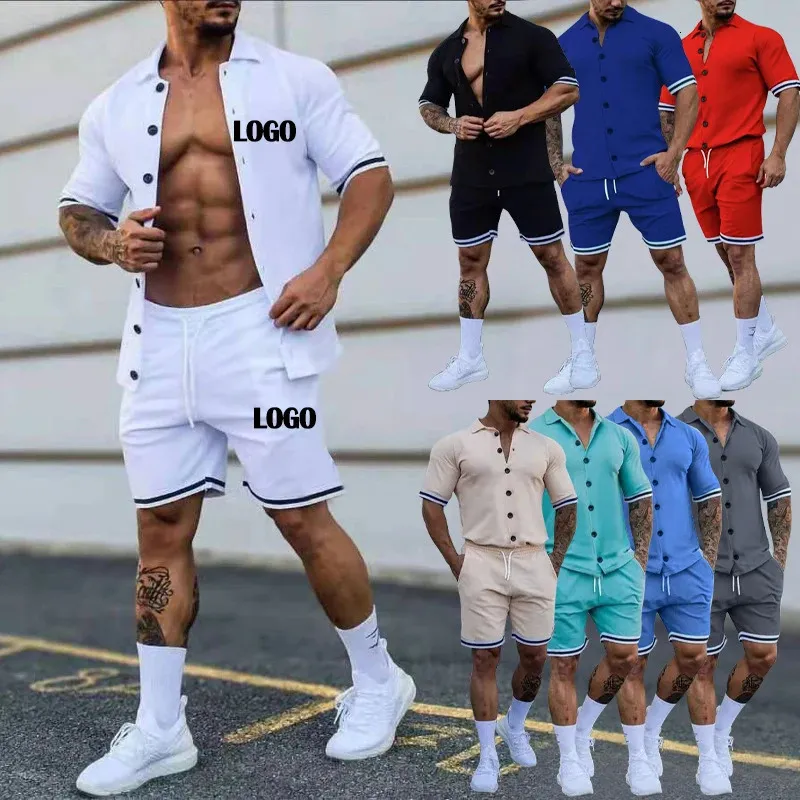 Men Short Set Summer Mens Track Suit Sets Custom Solid Color Mens