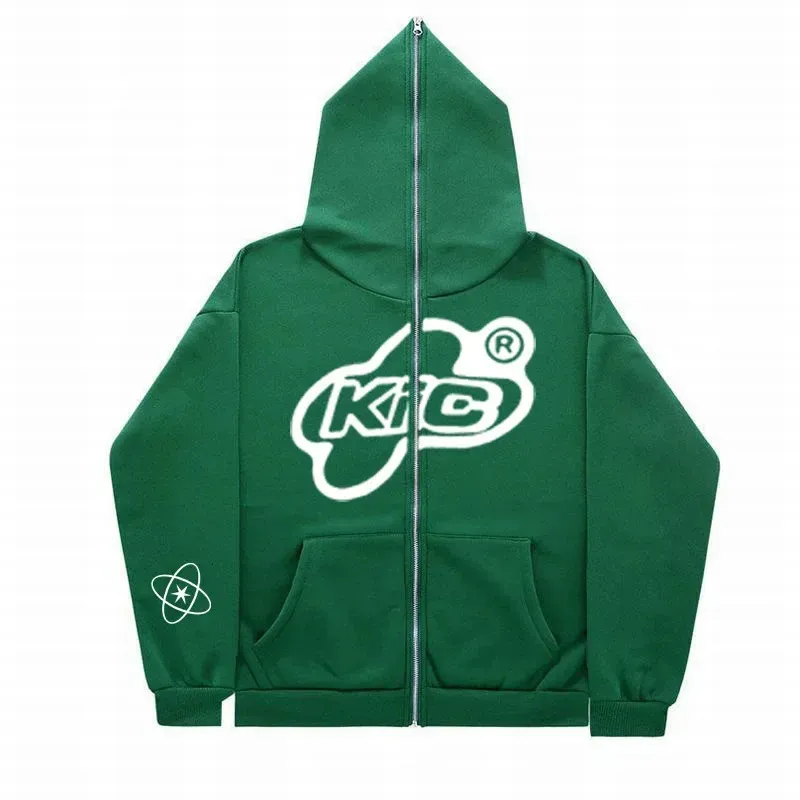 ゆっち Retro Y2K Full Zip Up Hooded Sweatshirt - Unisex Harajuku