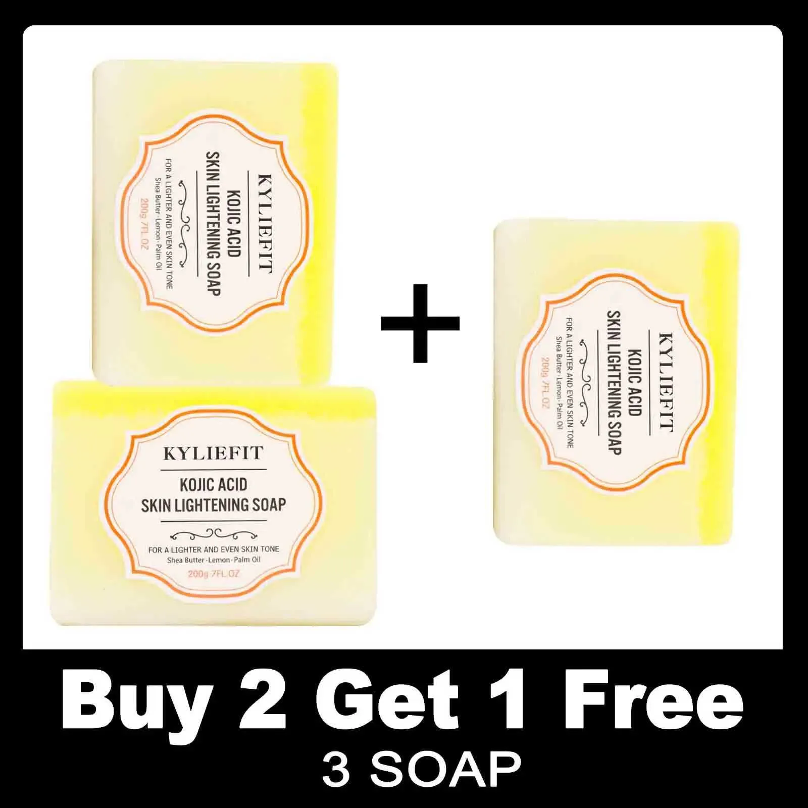 Orange Kojic Acid Seife – 100 G Pro Stück (3 Stück Im Set) – Aufhellende Seife Für Gesicht & Körper, Gegen Dunkle Flecken & Für Gleichmäßigen Teint