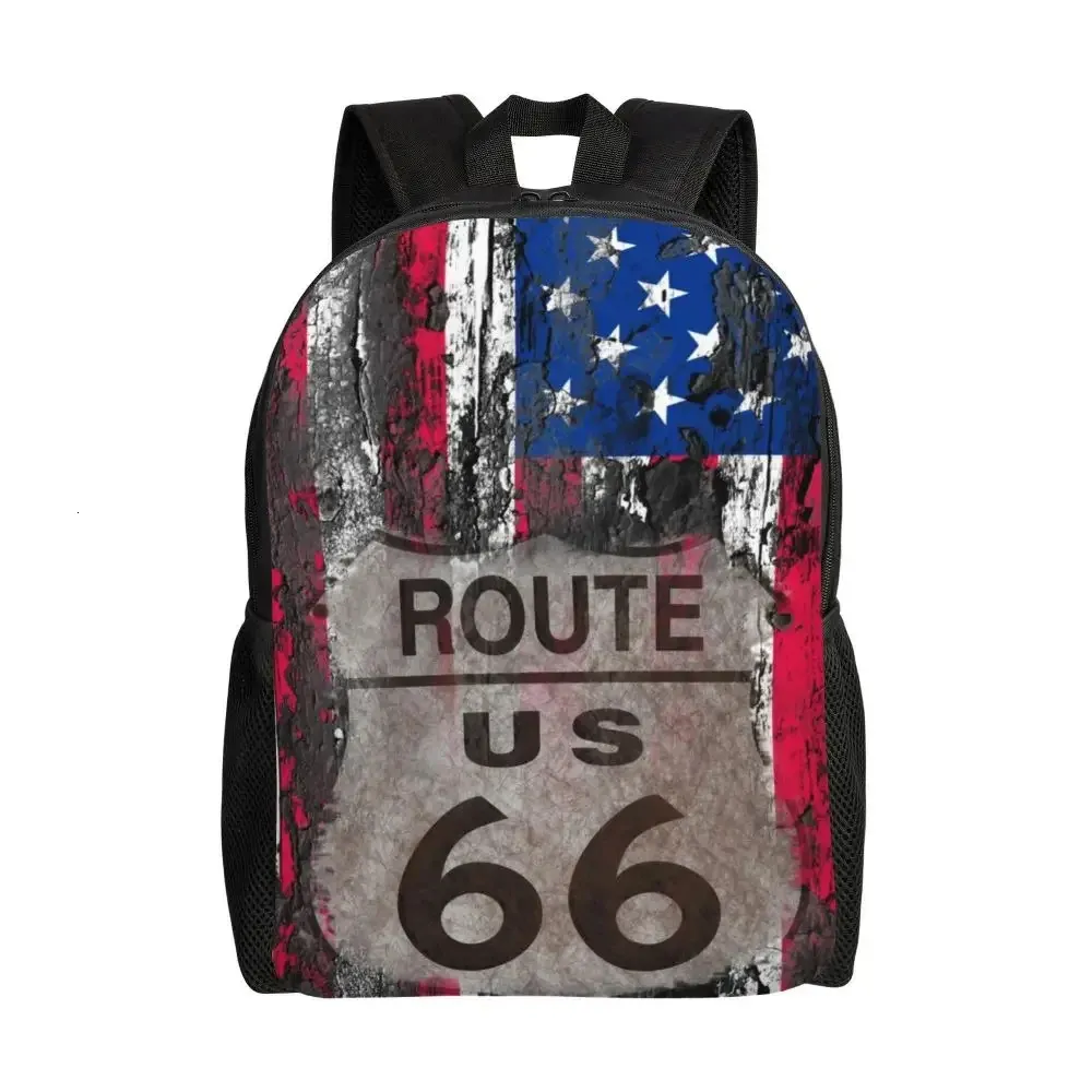 DHgate Personalized American Highway Canvas Backpack with University of America Route 66 Logo Bags Luggage Accessories