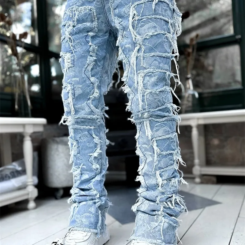 Stacked Jeans Mens Light Blue Skinny Ripped Jeans Mens Ripped