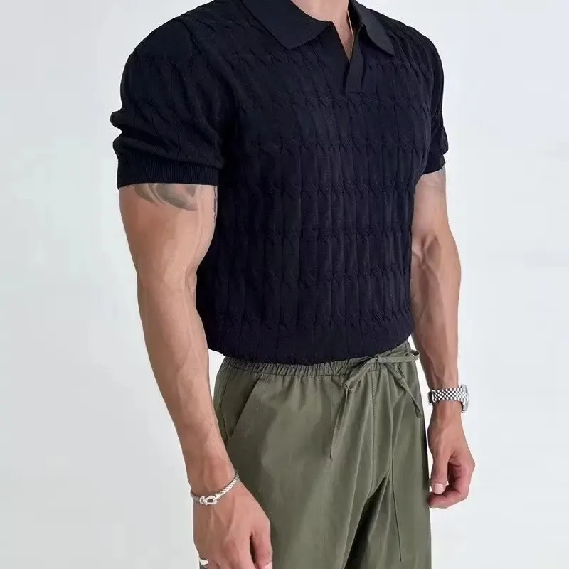 Stylish Jacquard Knit Polo: Premium Summer Shirts for Men