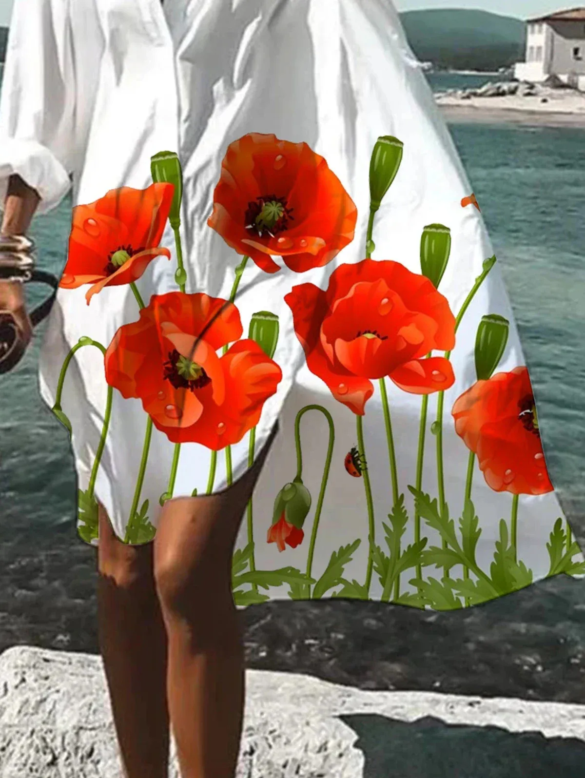 Womens Floral Printing Shirt Dress A-Line Asymmetric Hem Loose Vintage Boho Midi Dress Autumn Fashion Casual Lapel Collar Dress 240807