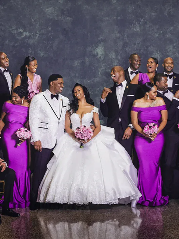 Chic Purple Mermaid Style Bridesmaid Gown Perfect For Guests At