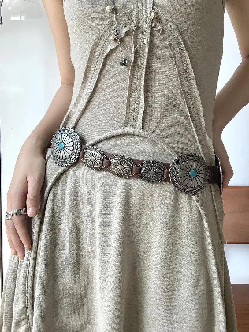 Western Cowgirl Chain Belt Womens Y2K Fashion Accessory, Boho