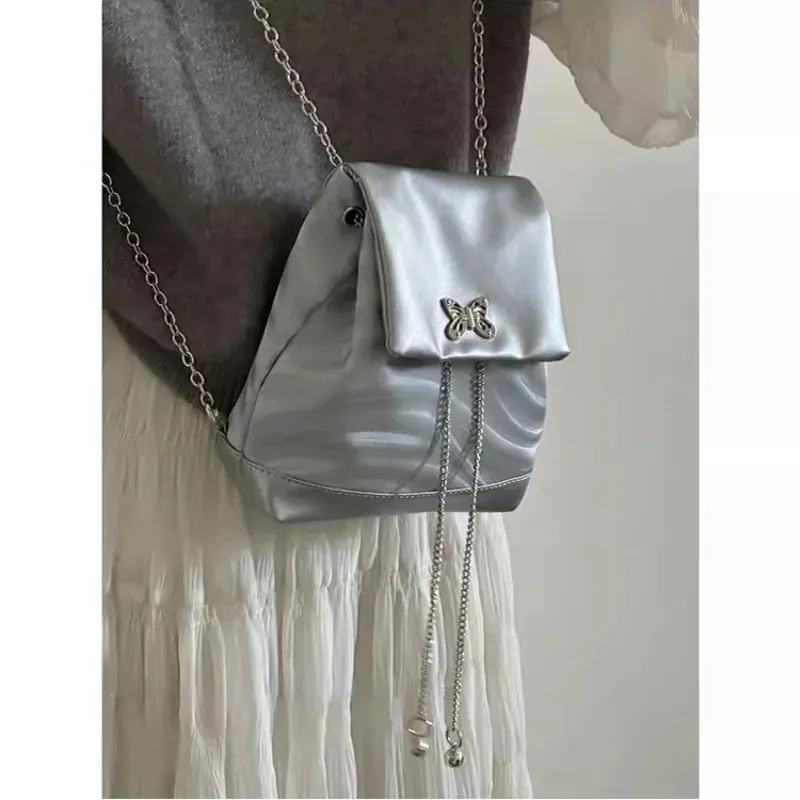 DHgate.com:Xiuya Chic Sweet Silver Butterfly Backpack for