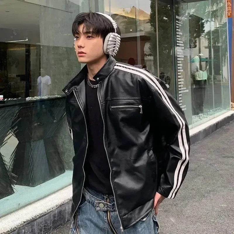 DHgate.com:Retro Patchwork Leather Jacket: Mens Hip-Hop