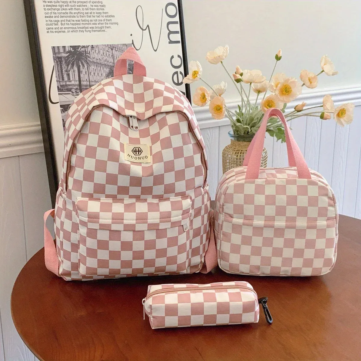 Large Capacity 3-Piece Backpack Set: Premium Quality Fabric School