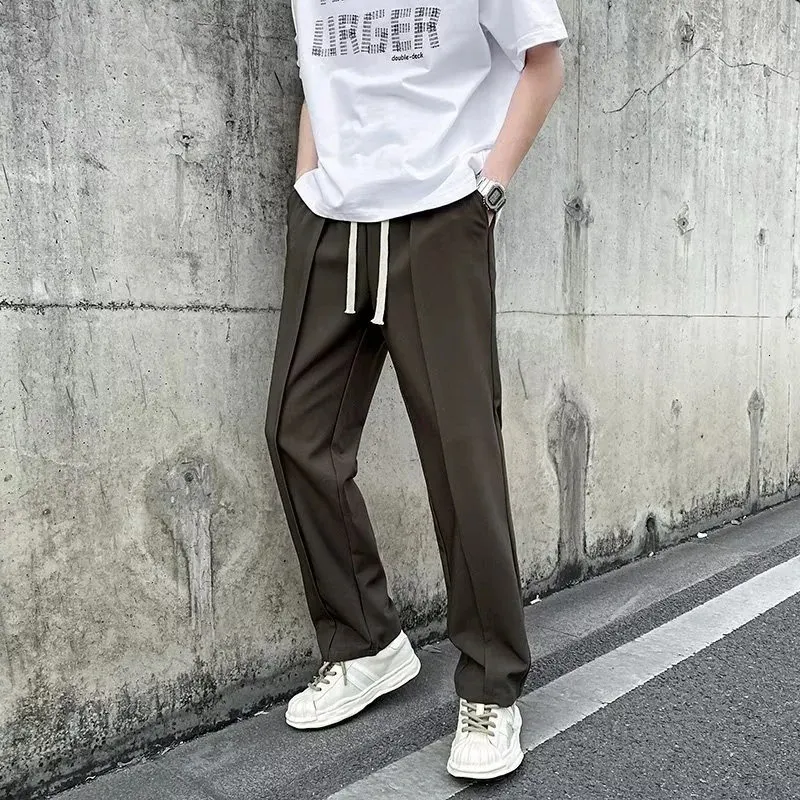 Mens Elastic Waist Trousers: Lightweight Summer Casual Pants With